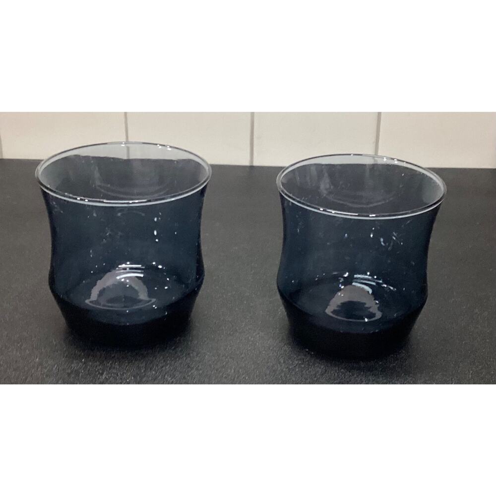 Vintage Libbey Apollo Dusky Blue Small 3” Juice Glasses Set of 2